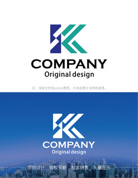 SK字母logo设计