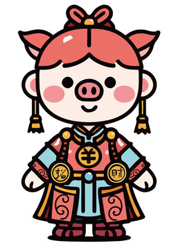 小猪卡通形象国潮ip吉祥物