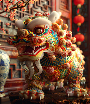 舞狮的AI图片