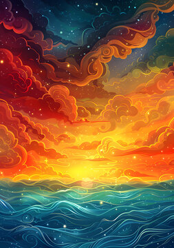 日落与海浪