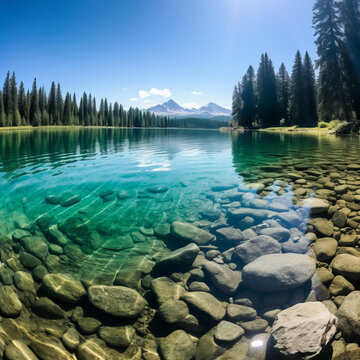 落基山脉和清澈的湖水
