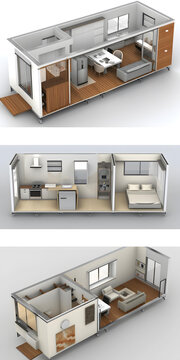 现代简约微型住宅3D模型设计