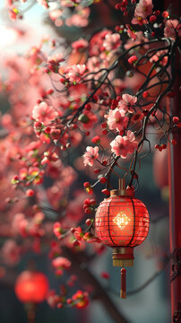 红灯笼和樱花