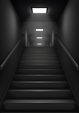 黑暗中向上延伸的楼梯