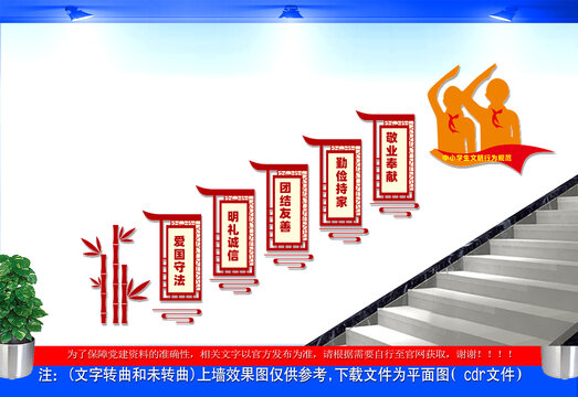 中小学生文明行为规范楼梯文化墙