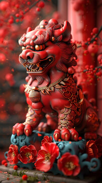 祥狮献瑞的AI图片