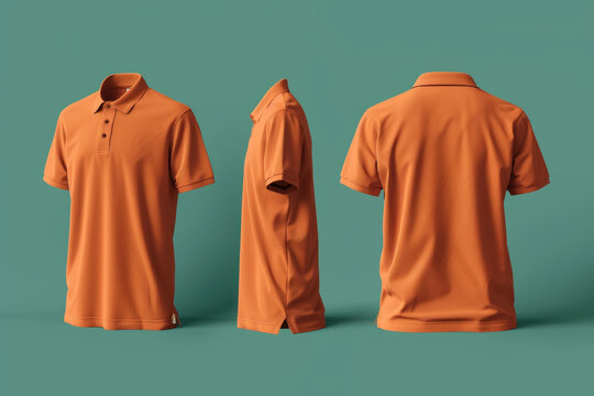 橙色Polo衫3D渲染