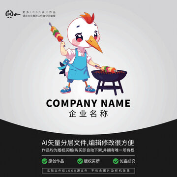 炸串卡通形象LOGO丹顶鹤