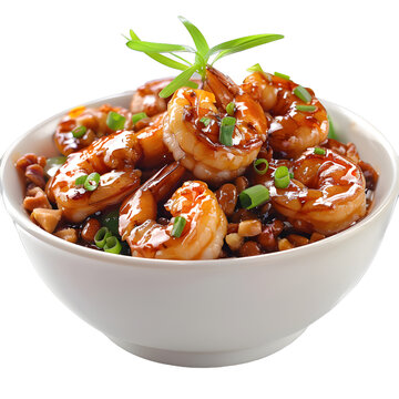 [免抠素材]美味的蜂蜜蒜蓉腰果虾仁