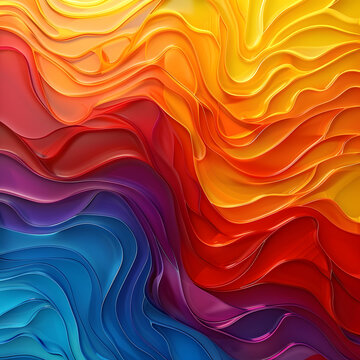 色彩鲜艳的抽象画，色彩波浪充满活力
