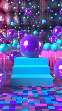 抽象彩色球体和阶梯的3D背景