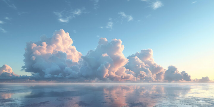 平静的海面上空积云的壮丽景色