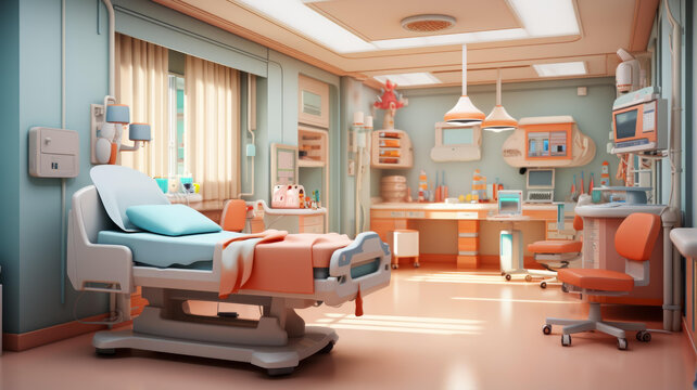 现代医院病房插图