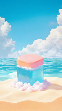 夏季海滩玻璃块场景