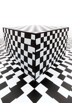 黑白棋盘格图案盒子错觉