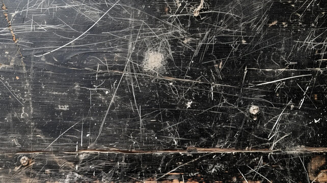 黑色木质桌子上有白色划痕的纹理