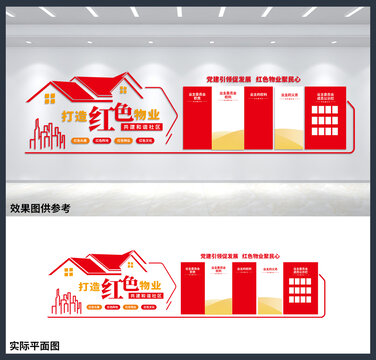 打造红色物业共建和谐社区背景墙