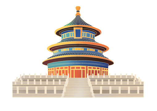 北京地标故宫博物馆插画
