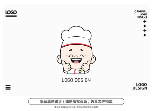 原创卡通棒厨师logo