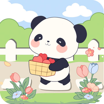 抱框爱心熊猫
