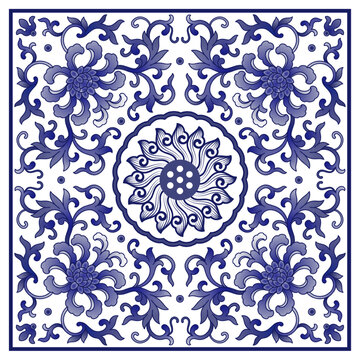 青花番莲纹