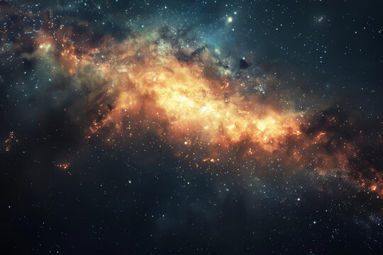 壮观的太空背景色彩斑斓的星云和恒星