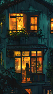 夜晚的公寓