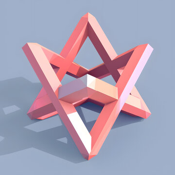 抽象几何粉色星形3D