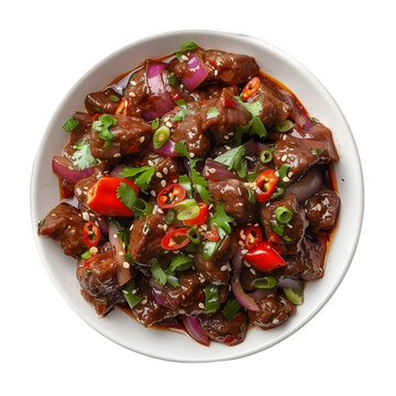 [免抠素材]红辣椒和葱爆炒牛肉