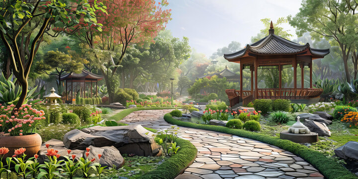 中国古典园林：亭台楼阁，小桥流水