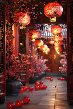 红灯笼高挂，庆元宵佳节