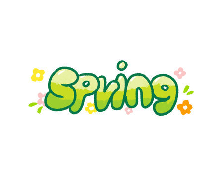 春天spring英文手绘字体
