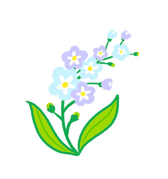 可爱的蓝紫色小花手绘插画元素