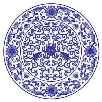 青花缠枝夔龙纹