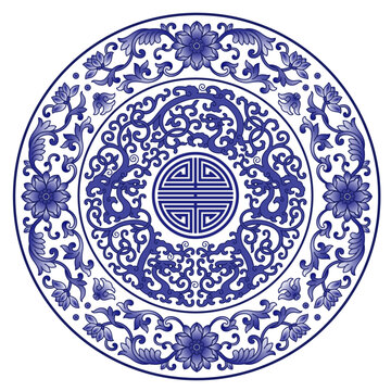 青花夔龙缠枝纹
