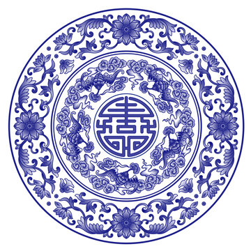 青花缠枝莲纹五福祥云纹