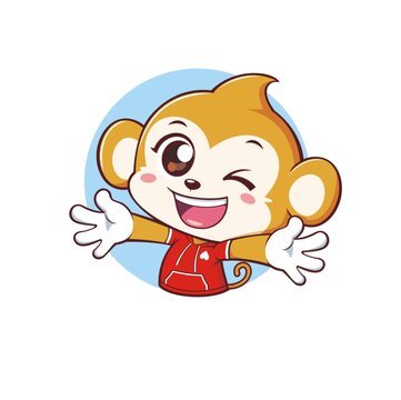 卡通可爱小猴头像矢量图