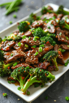 芝麻炒牛肉西兰花