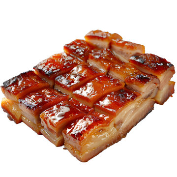 [免抠素材]美味诱人的烤肉：切片的脆皮烤五花肉