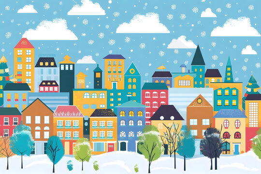 冬季雪景城市