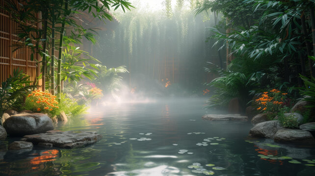 迷雾竹林温泉