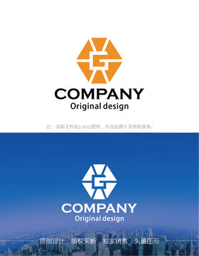 G字母六边形logo设计