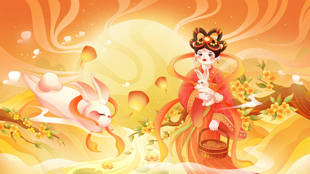 中秋节国潮风商业插画