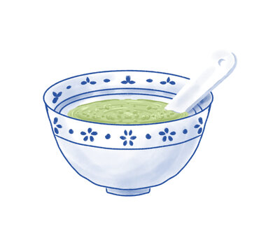 一碗绿豆汤手绘插画