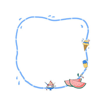 卡通手绘插画夏天可爱边框