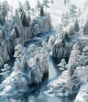 冰封雪林的AI图片