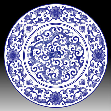 青花夔龙纹