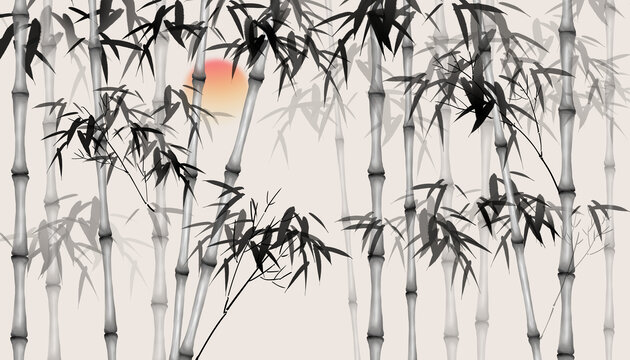 新中式水墨竹子画