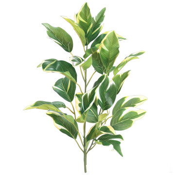 [免抠素材]一株绿色植物的叶子在透明背景前