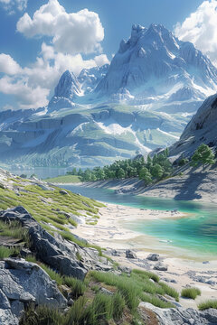壮丽山湖景观